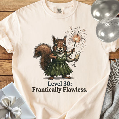 Level 30: Frantically Flawless - Premium 30th Birthday T-Shirt
