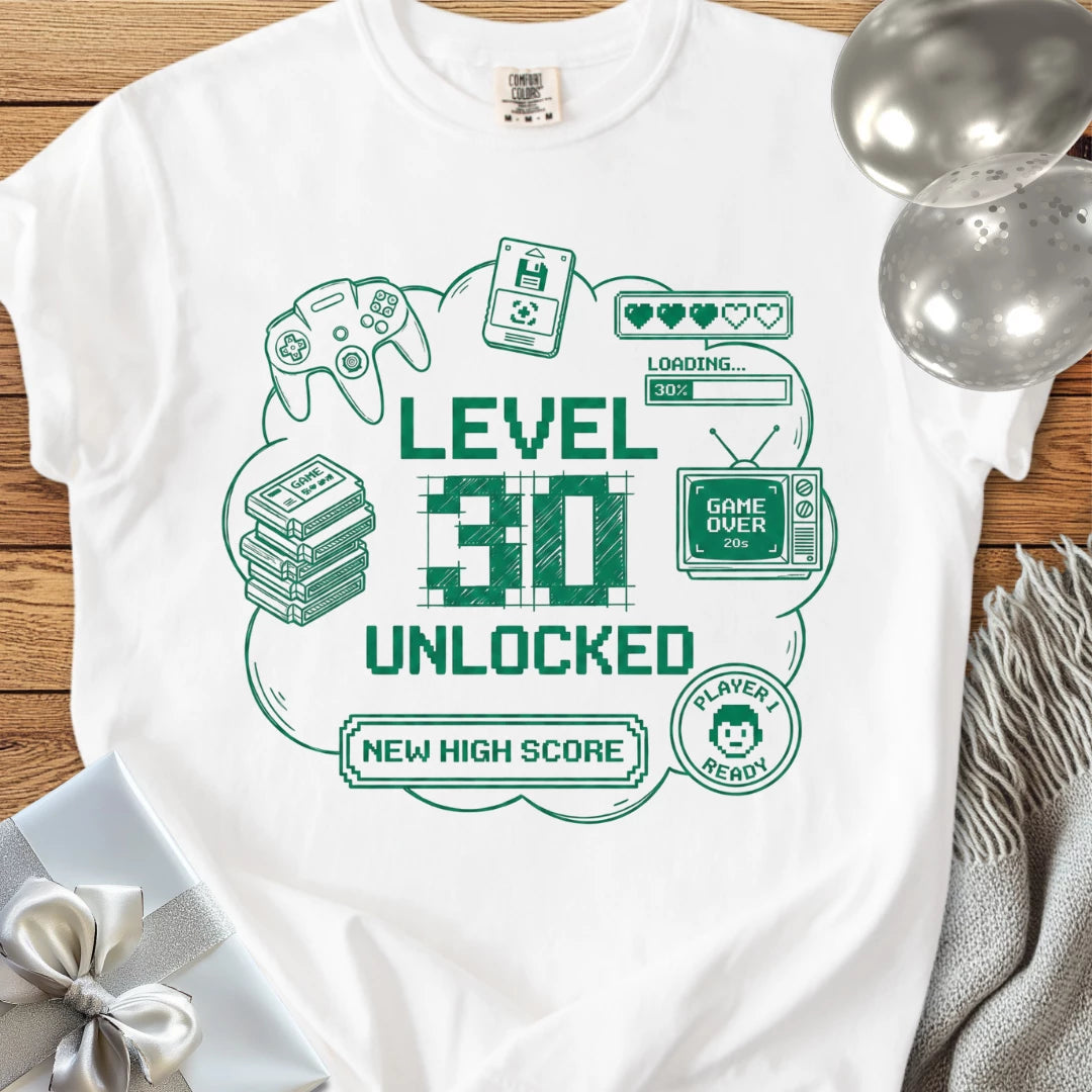 Level 30 Unlocked - Premium 30th Birthday T-Shirt