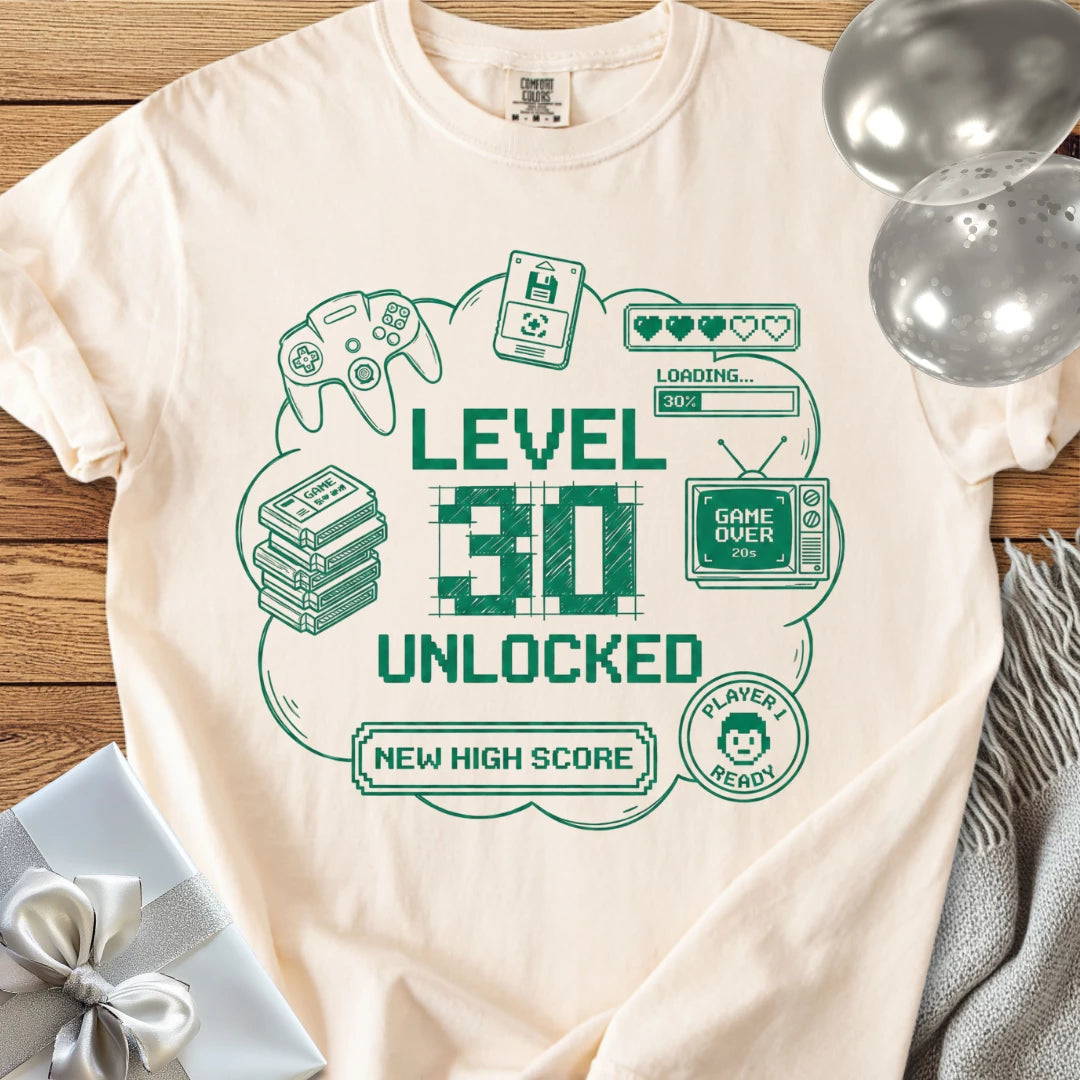 Level 30 Unlocked - Premium 30th Birthday T-Shirt