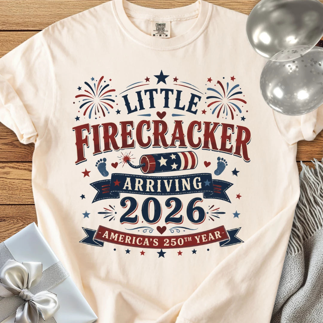 Little Firecracker Arriving 2026, America's 250th Year - Premium America 250 T-Shirt