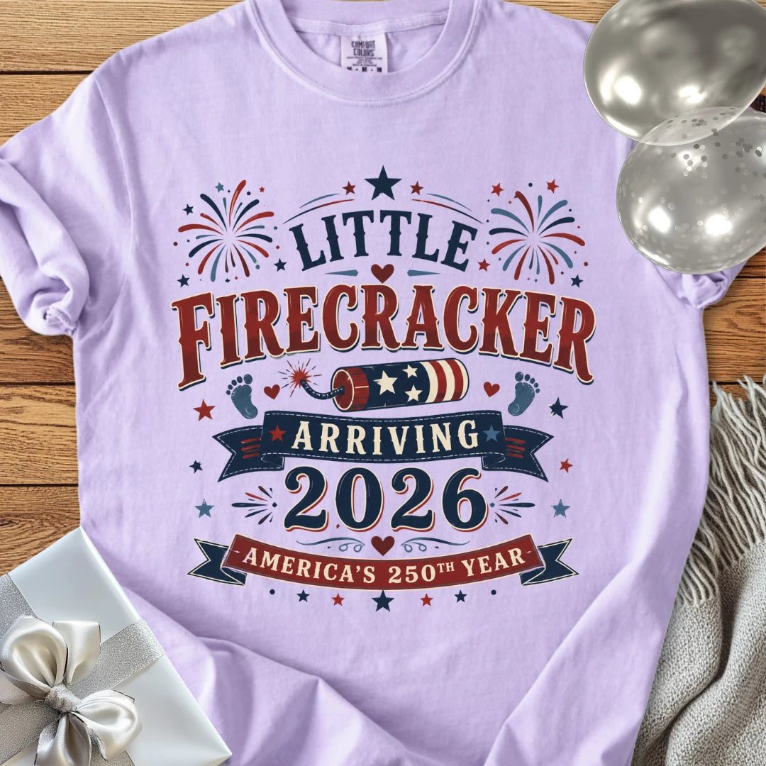 Little Firecracker Arriving 2026, America's 250th Year - Premium America 250 T-Shirt