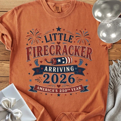 Little Firecracker Arriving 2026, America's 250th Year - Premium America 250 T-Shirt