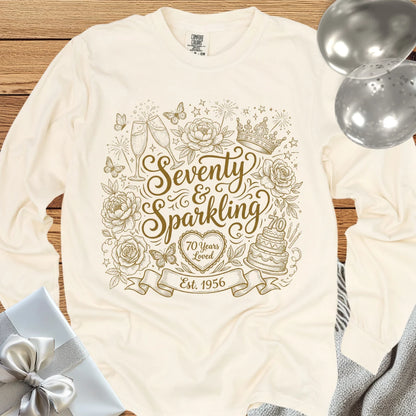 Seventy & Sparkling - Premium 70th Birthday Long Sleeve T-Shirt
