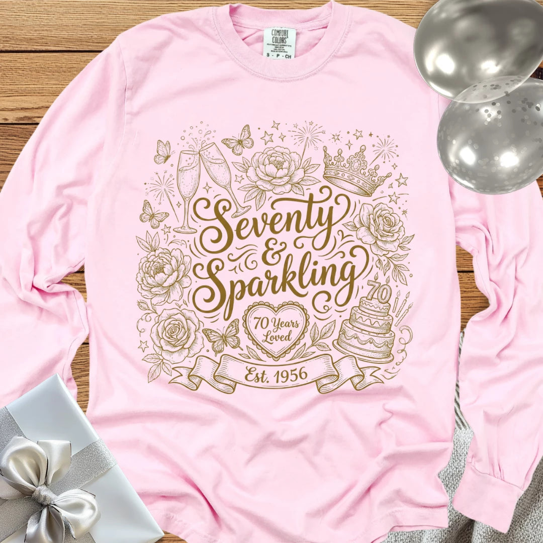 Seventy & Sparkling - Premium 70th Birthday Long Sleeve T-Shirt