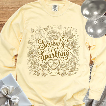 Seventy & Sparkling - Premium 70th Birthday Long Sleeve T-Shirt