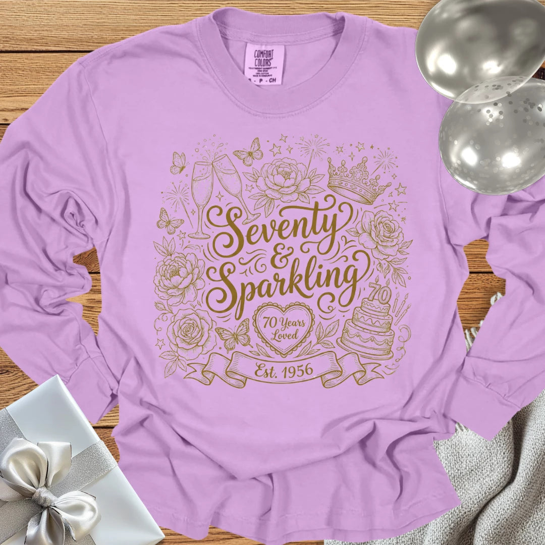 Seventy & Sparkling - Premium 70th Birthday Long Sleeve T-Shirt