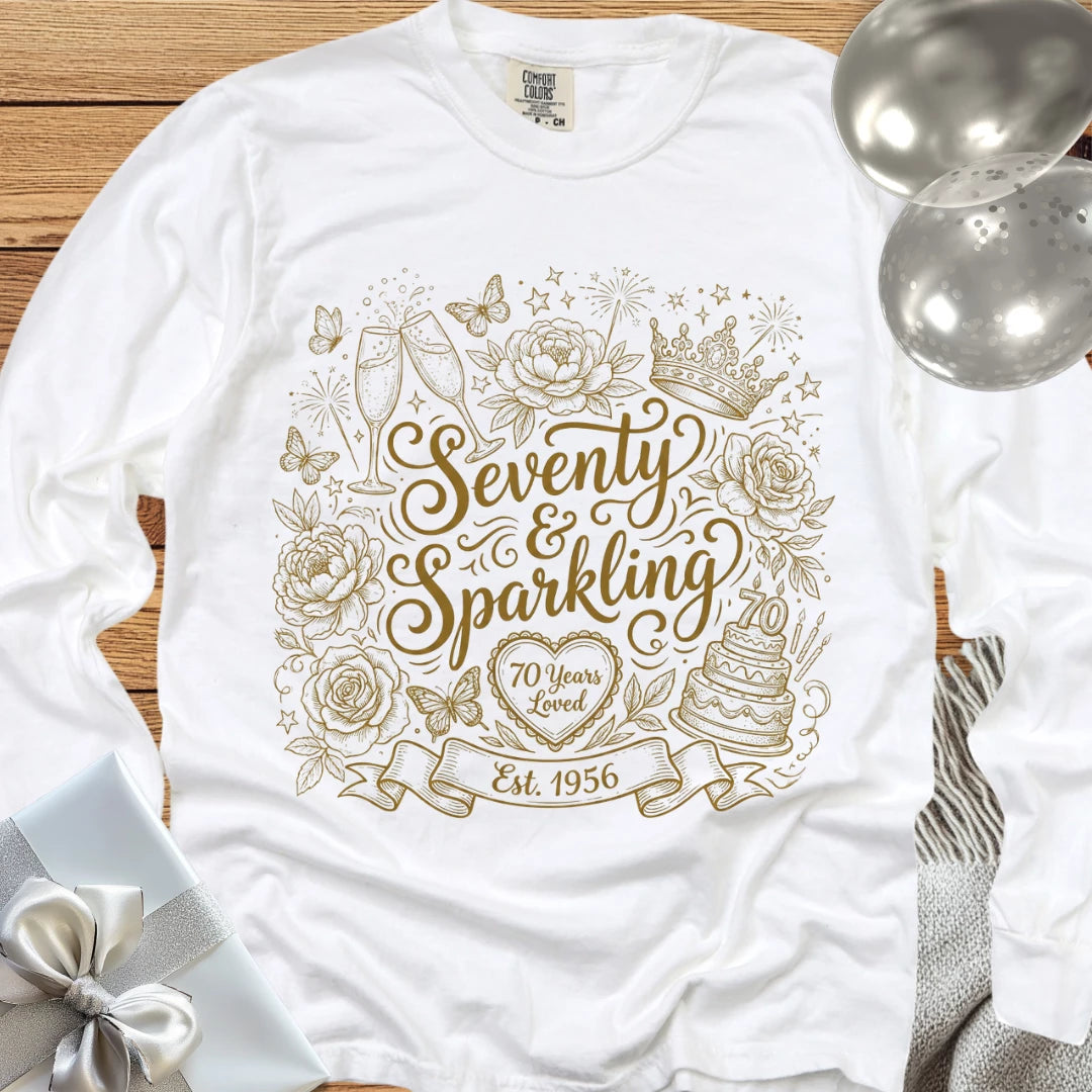 Seventy & Sparkling - Premium 70th Birthday Long Sleeve T-Shirt