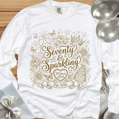 Seventy & Sparkling - Premium 70th Birthday Long Sleeve T-Shirt