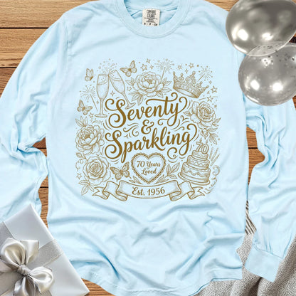 Seventy & Sparkling - Premium 70th Birthday Long Sleeve T-Shirt
