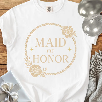 Maid of Honor -  Premium Floral Wreath Bridal Party T-Shirt