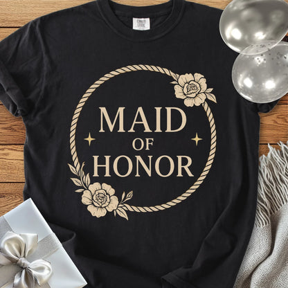 Maid of Honor -  Premium Floral Wreath Bridal Party T-Shirt