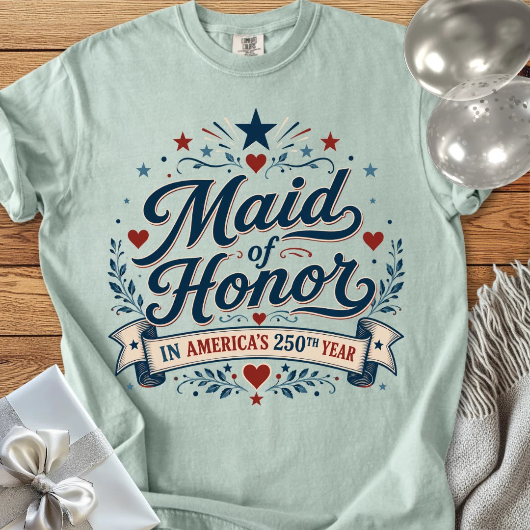Maid of Honor In America's 250th Year - Premium America 250 Wedding T-Shirt