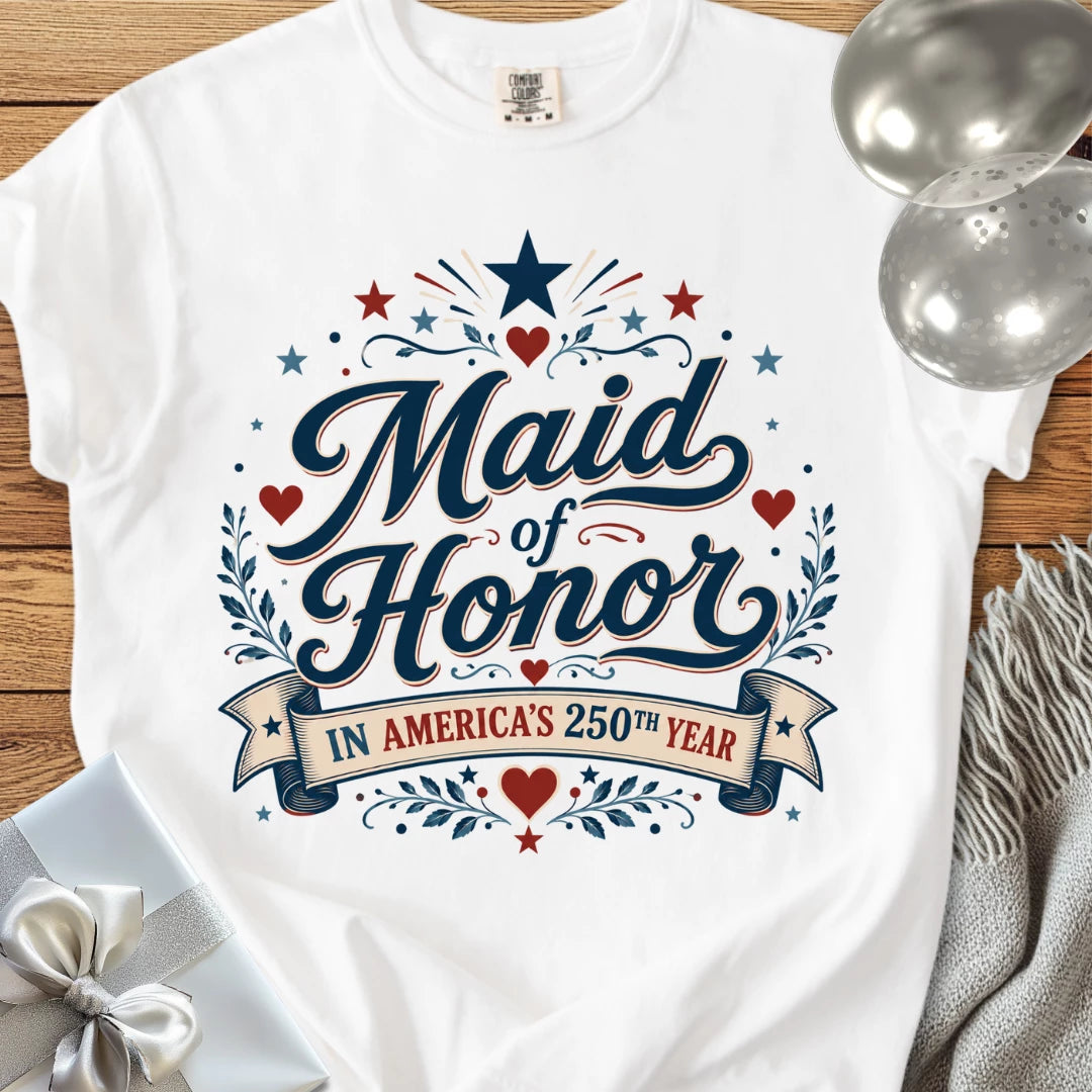 Maid of Honor In America's 250th Year - Premium America 250 Wedding T-Shirt
