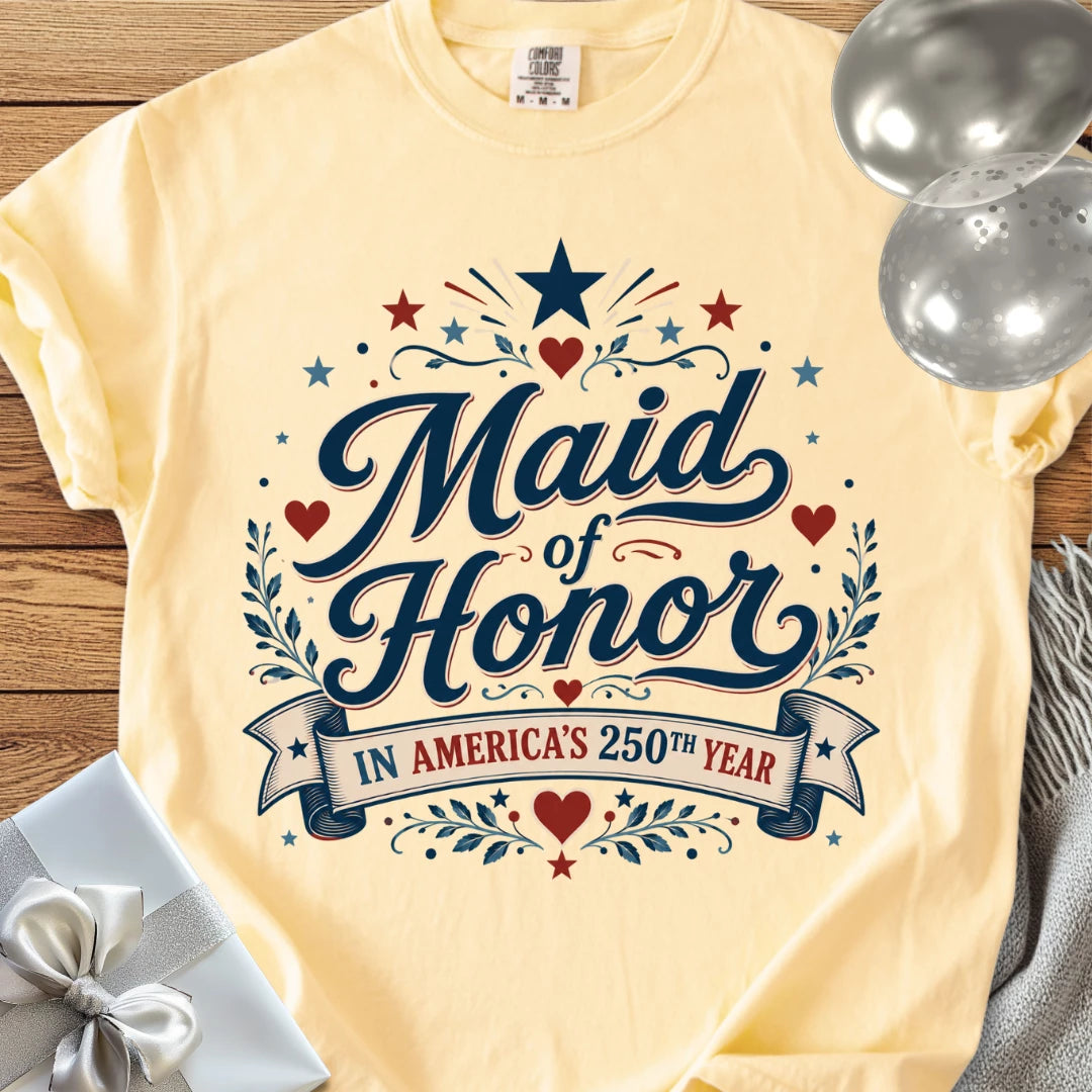 Maid of Honor In America's 250th Year - Premium America 250 Wedding T-Shirt