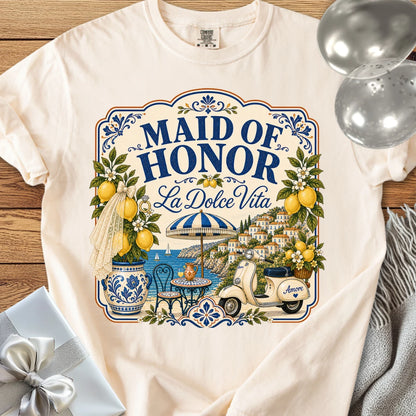 Maid of Honor “La Dolce Vita” — Premium Bridal Party T-Shirt