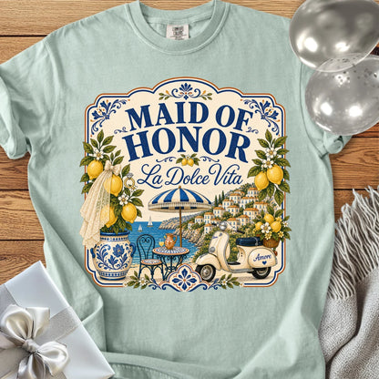 Maid of Honor “La Dolce Vita” — Premium Bridal Party T-Shirt