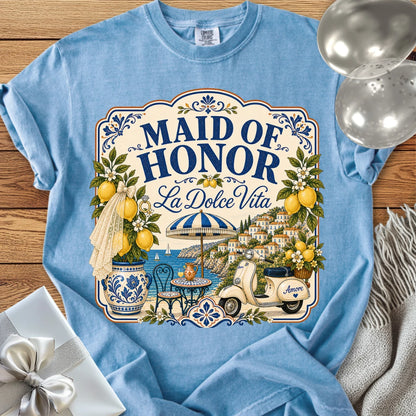 Maid of Honor “La Dolce Vita” — Premium Bridal Party T-Shirt