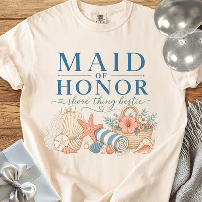 Maid of Honor, Shore Thing Bestie - Premium Bridal Party T-Shirt