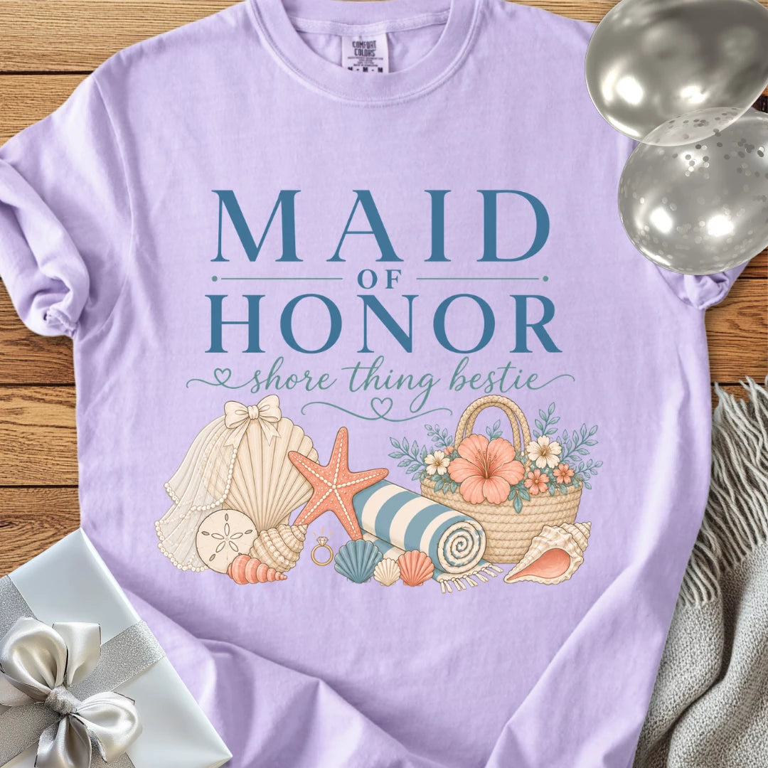 Maid of Honor, Shore Thing Bestie - Premium Bridal Party T-Shirt