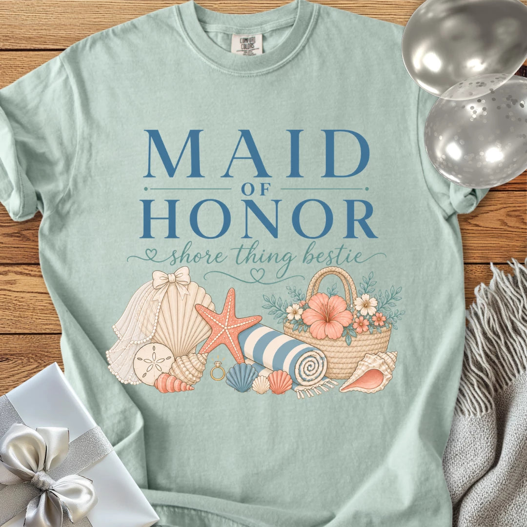 Maid of Honor, Shore Thing Bestie - Premium Bridal Party T-Shirt