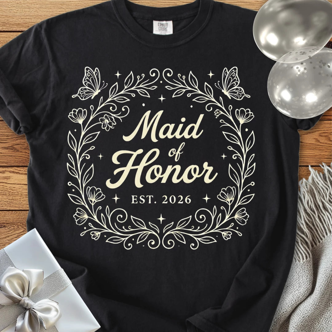 Maid of Honor, Est 2026 - Premium Wedding T-Shirt