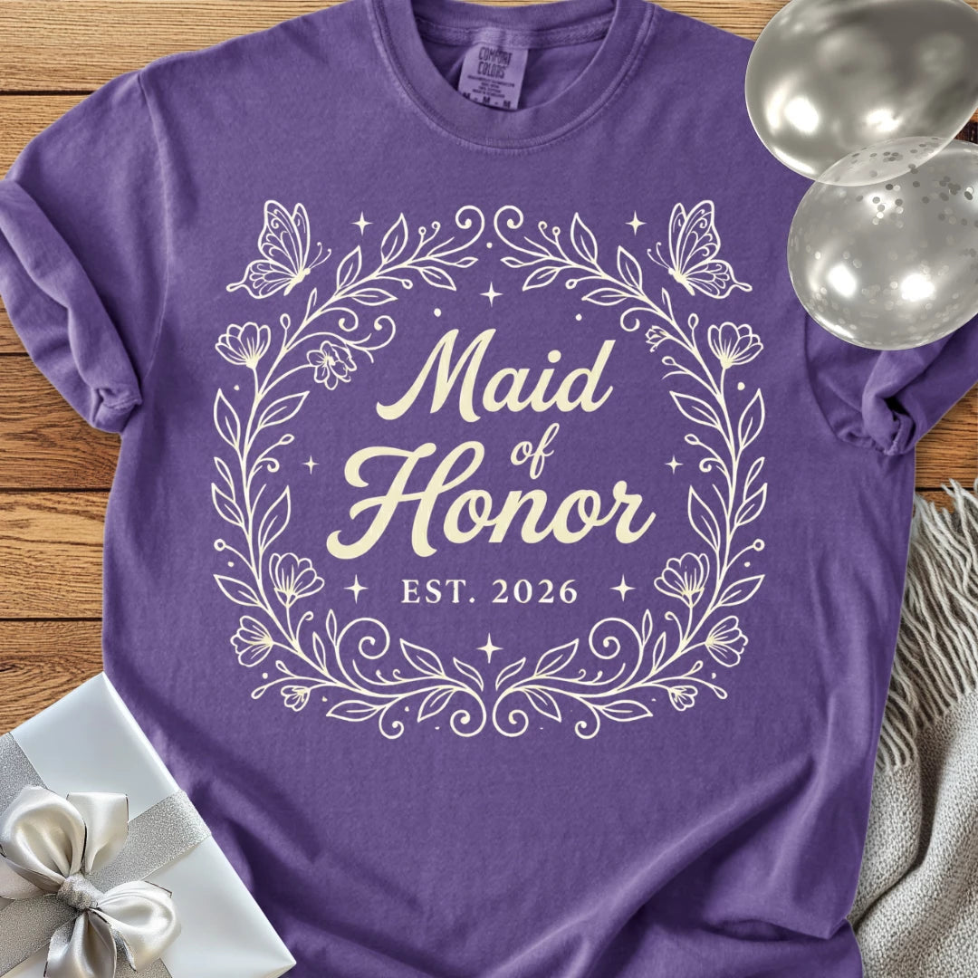 Maid of Honor, Est 2026 - Premium Wedding T-Shirt