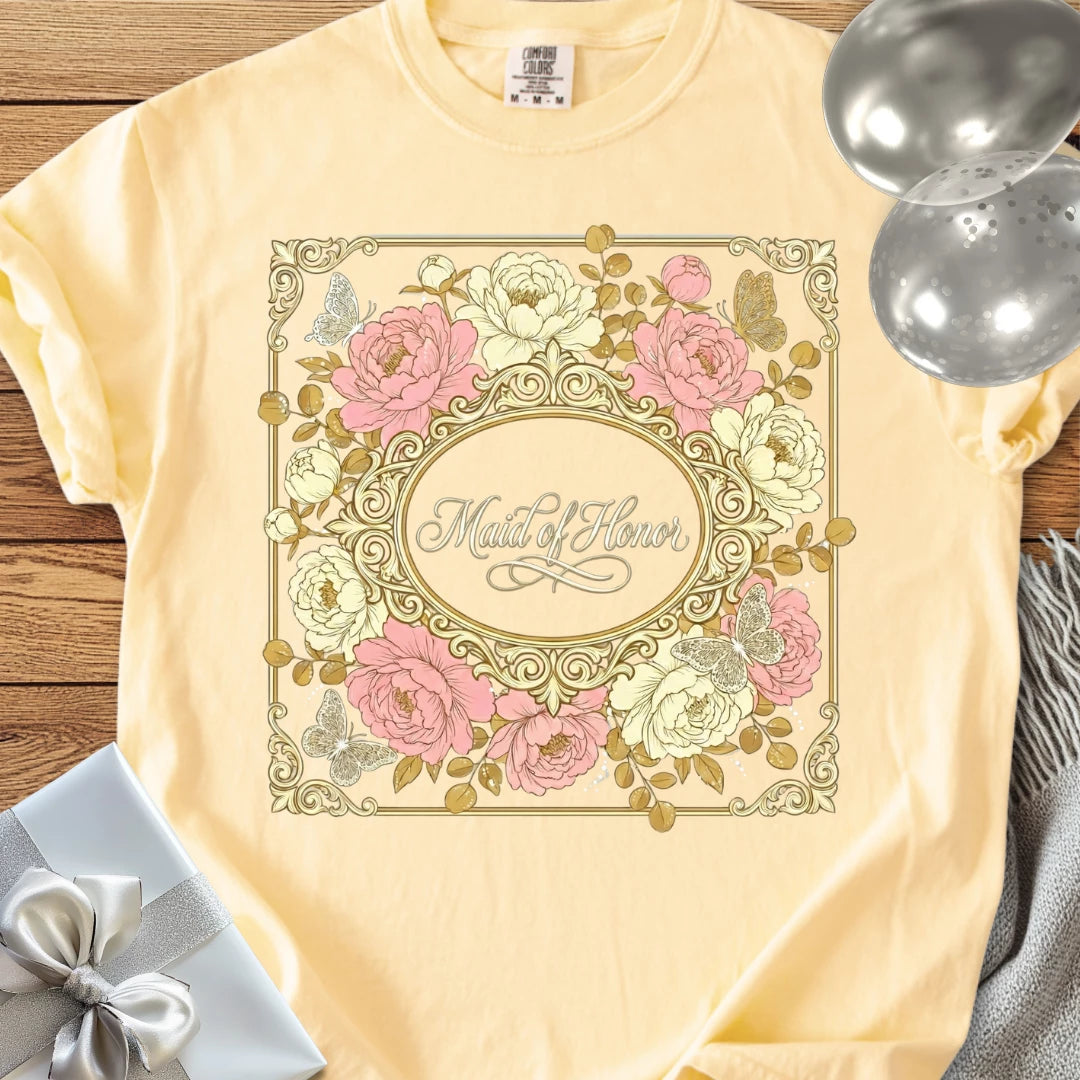 Maid of Honor - Premium Peony Wedding T-Shirt