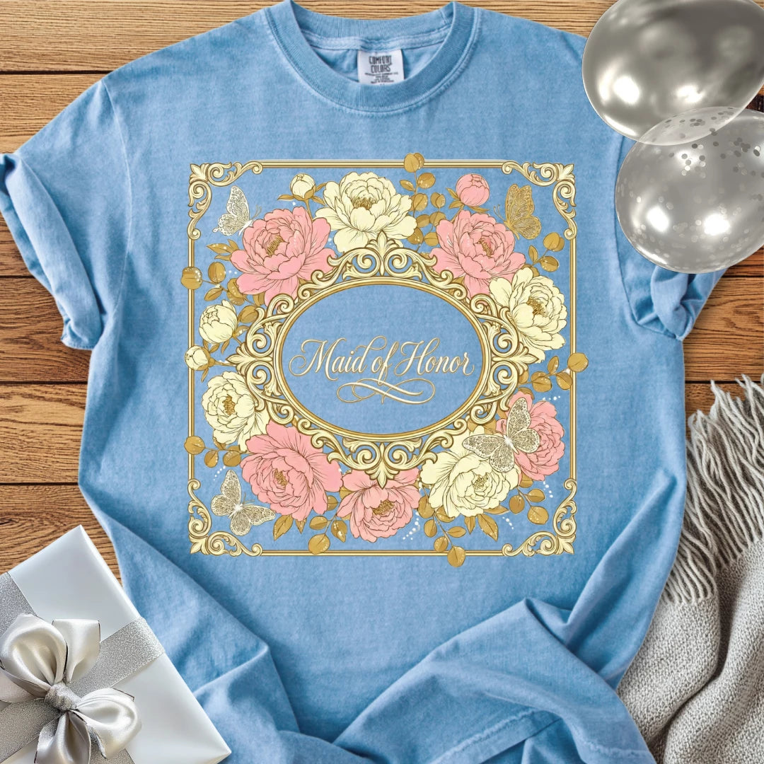 Maid of Honor - Premium Peony Wedding T-Shirt