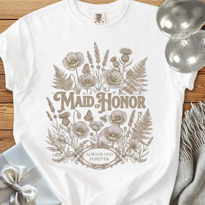 Maid of Honor - Premium Wildflower Wedding T-Shirt