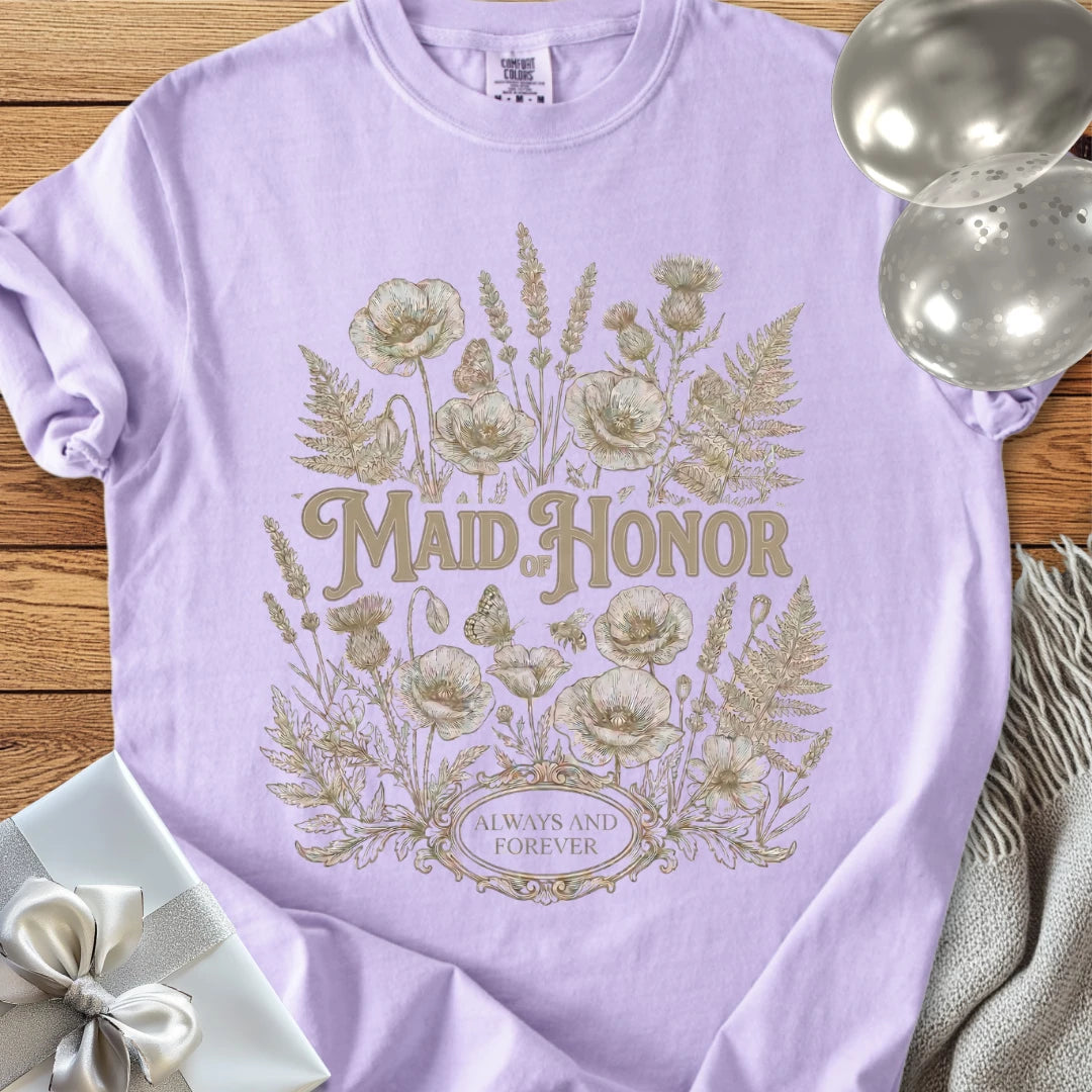 Maid of Honor - Premium Wildflower Wedding T-Shirt
