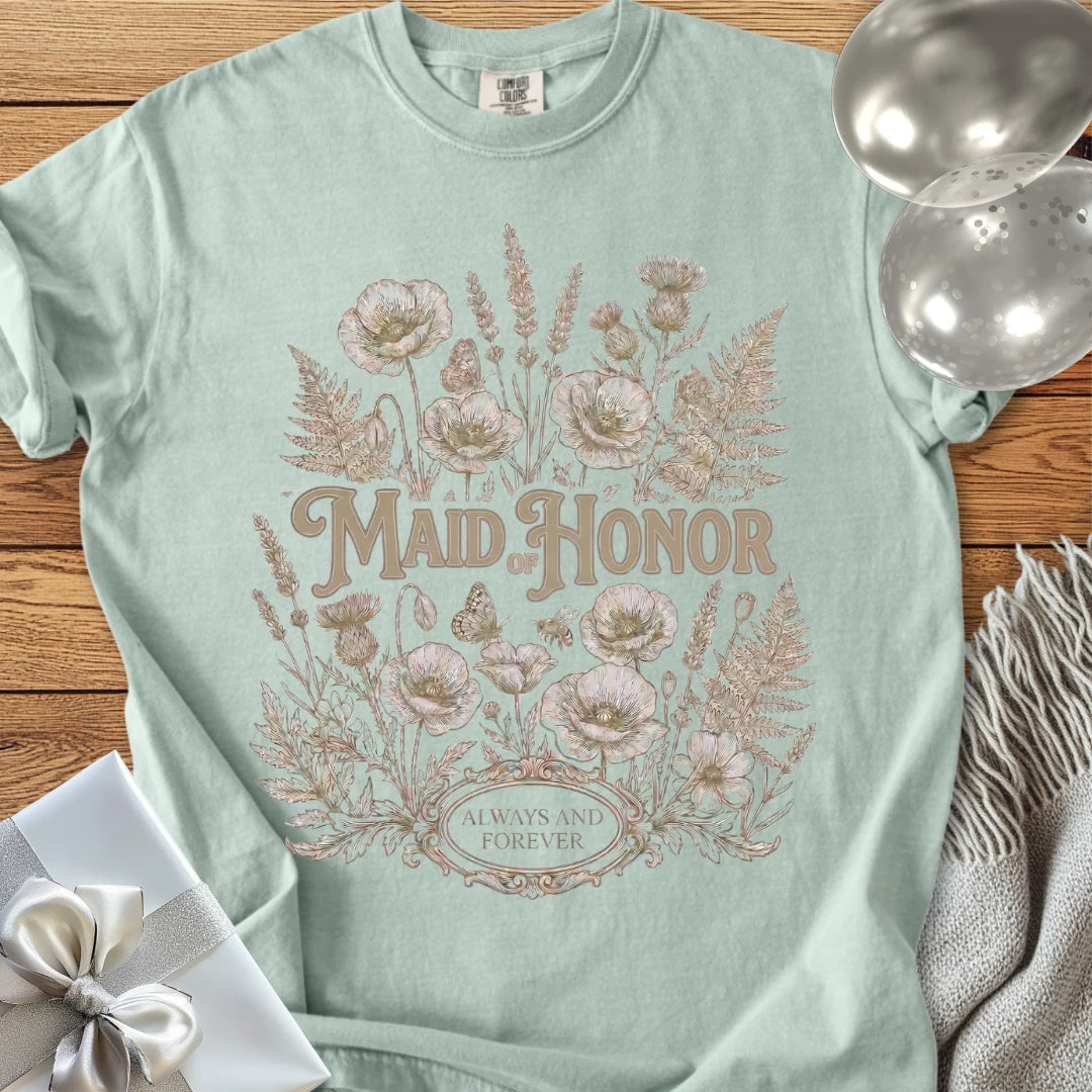 Maid of Honor - Premium Wildflower Wedding T-Shirt