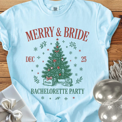 Merry & Bride - Premium Christmas Bachelorette Party T-Shirt