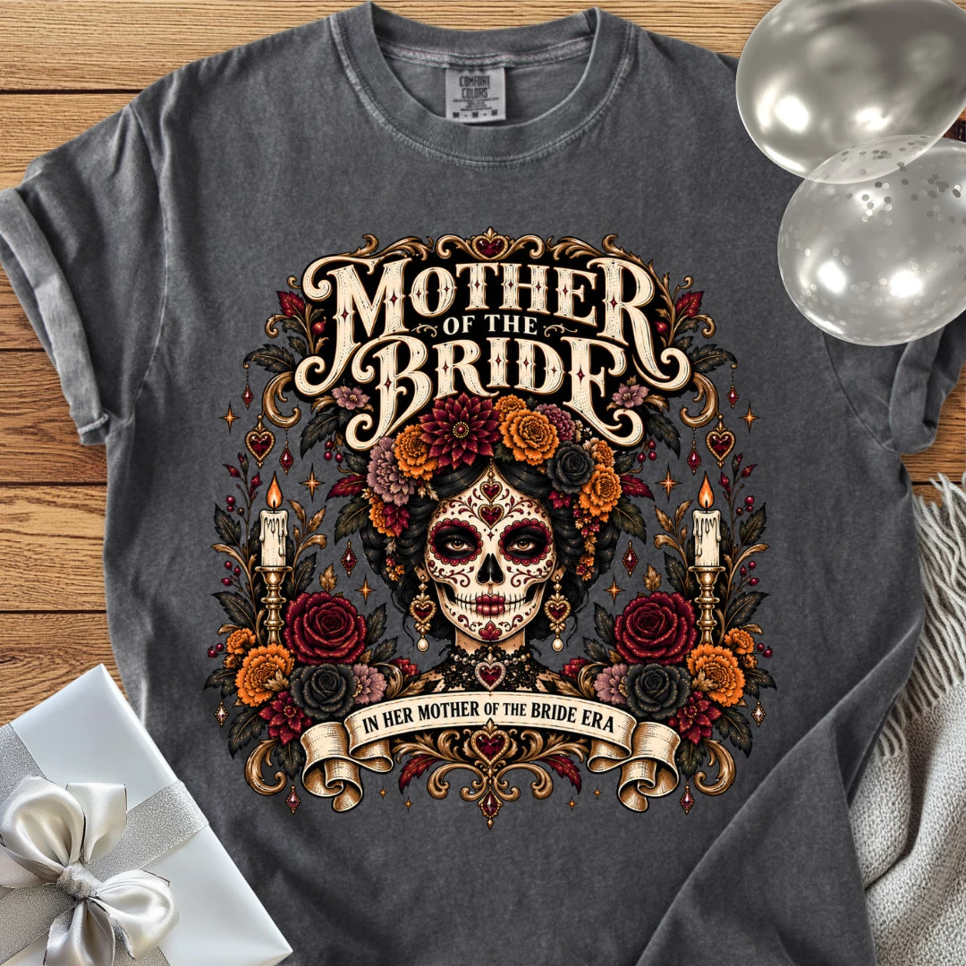 Mother of the Bride, In Her Mother of the Bride Era - Premium Halloween Wedding T-Shirt