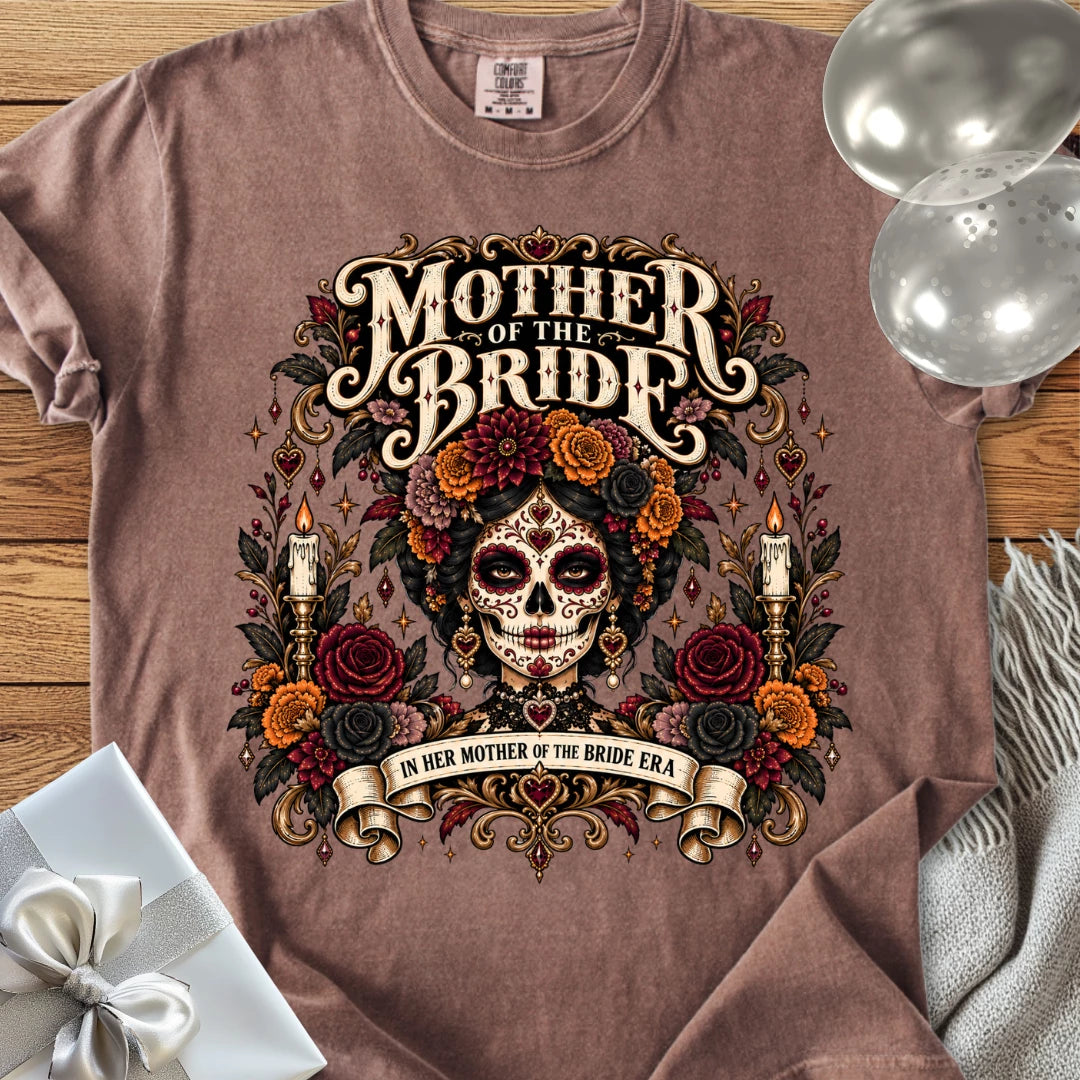 Mother of the Bride, In Her Mother of the Bride Era - Premium Halloween Wedding T-Shirt
