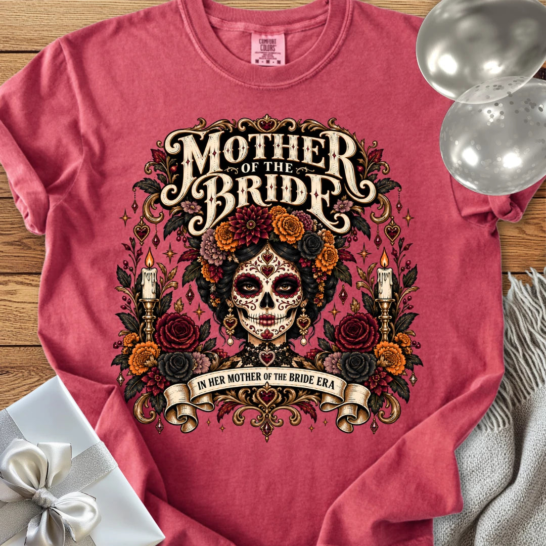 Mother of the Bride, In Her Mother of the Bride Era - Premium Halloween Wedding T-Shirt