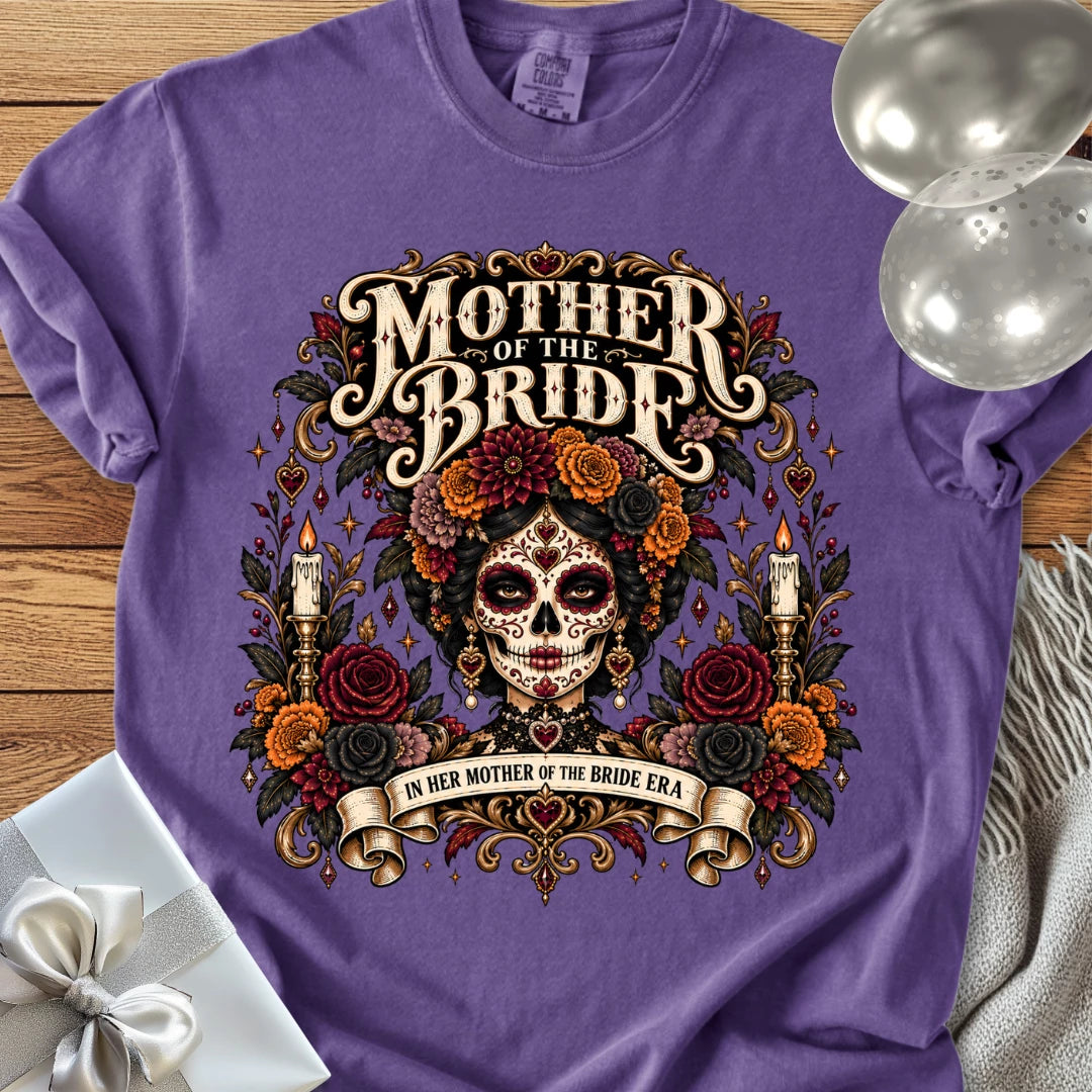 Mother of the Bride, In Her Mother of the Bride Era - Premium Halloween Wedding T-Shirt