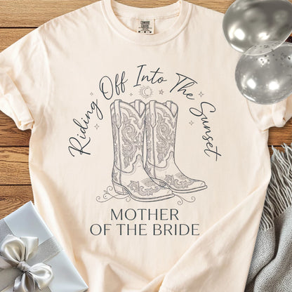 Mother of the Bride, Riding Off Into the Sunset - Premium Wedding T-Shirt