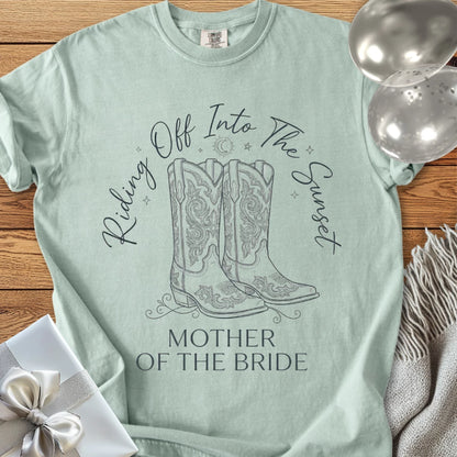 Mother of the Bride, Riding Off Into the Sunset - Premium Wedding T-Shirt