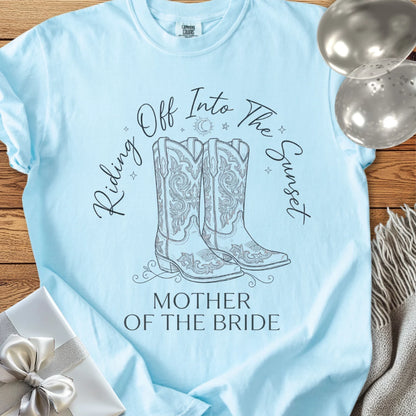 Mother of the Bride, Riding Off Into the Sunset - Premium Wedding T-Shirt