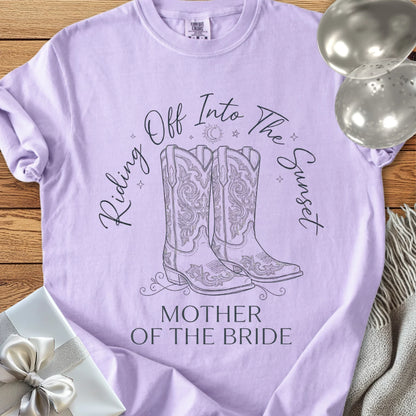 Mother of the Bride, Riding Off Into the Sunset - Premium Wedding T-Shirt