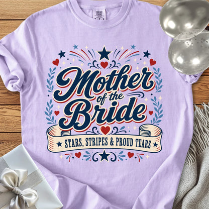 Mother of the Bride, Stars Stripes and Proud Tears - Premium Wedding T-Shirt