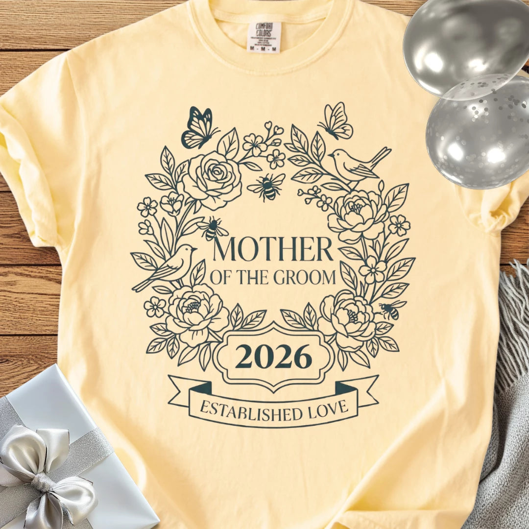 Mother of the Groom 2026, Established Love - Premium Wedding T-Shirt