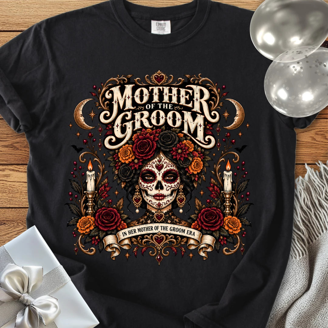 Mother of the Groom, In Her Mother of the Groom Era - Premium Halloween Wedding T-Shirt