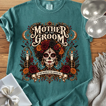 Mother of the Groom, In Her Mother of the Groom Era - Premium Halloween Wedding T-Shirt