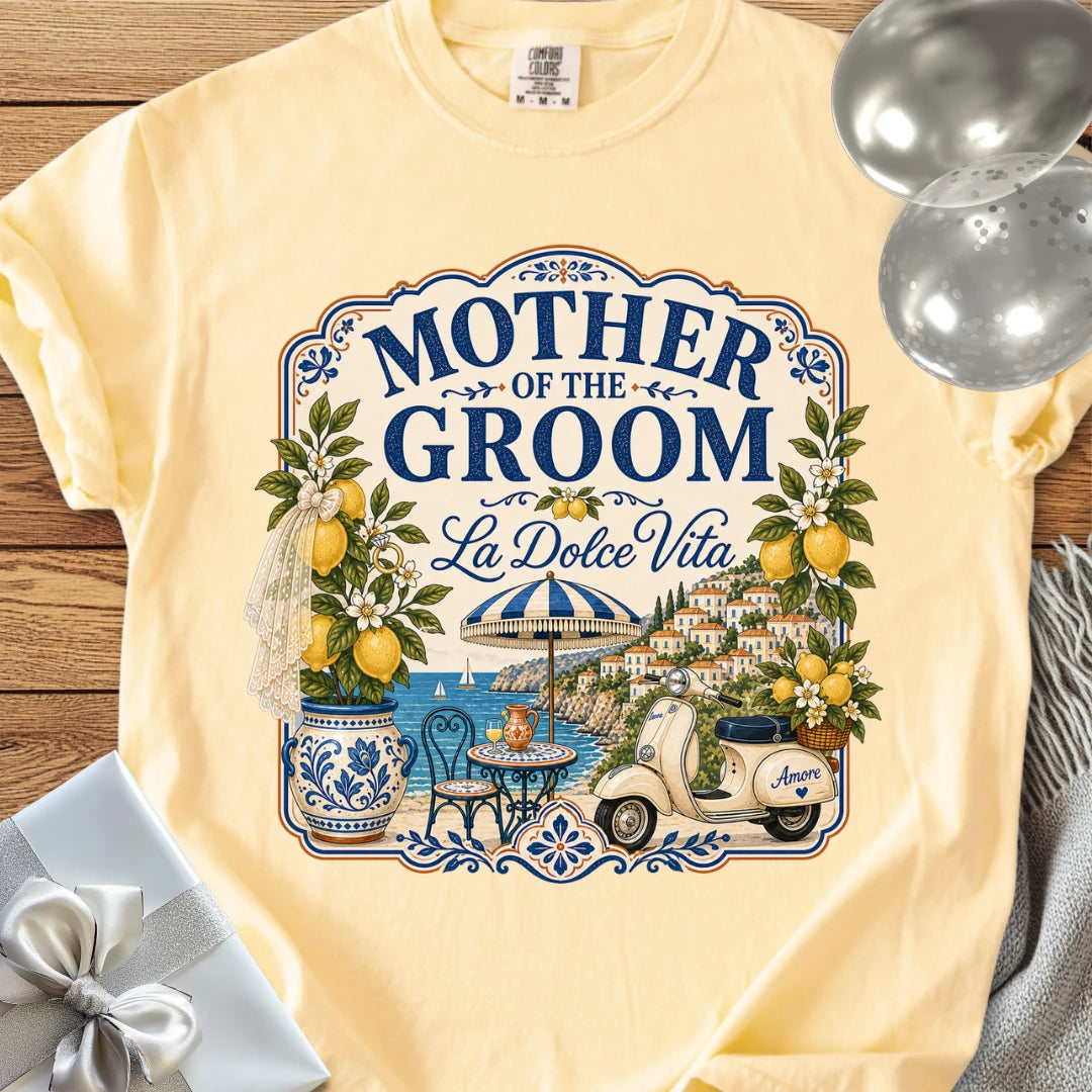 Mother of the Groom, 'La Dolce Vita' - Premium Bridal Party T-Shirt
