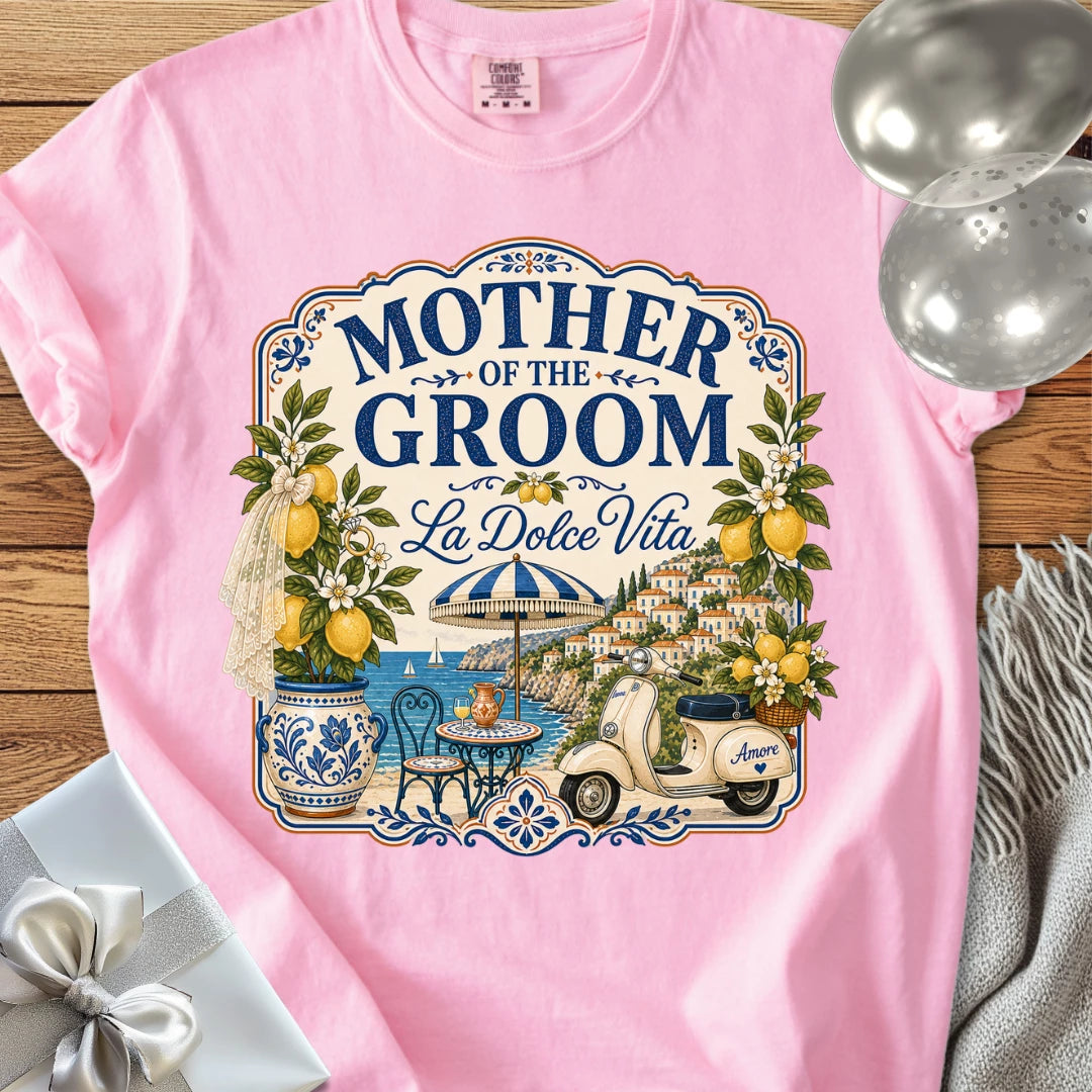 Mother of the Groom, 'La Dolce Vita' - Premium Bridal Party T-Shirt