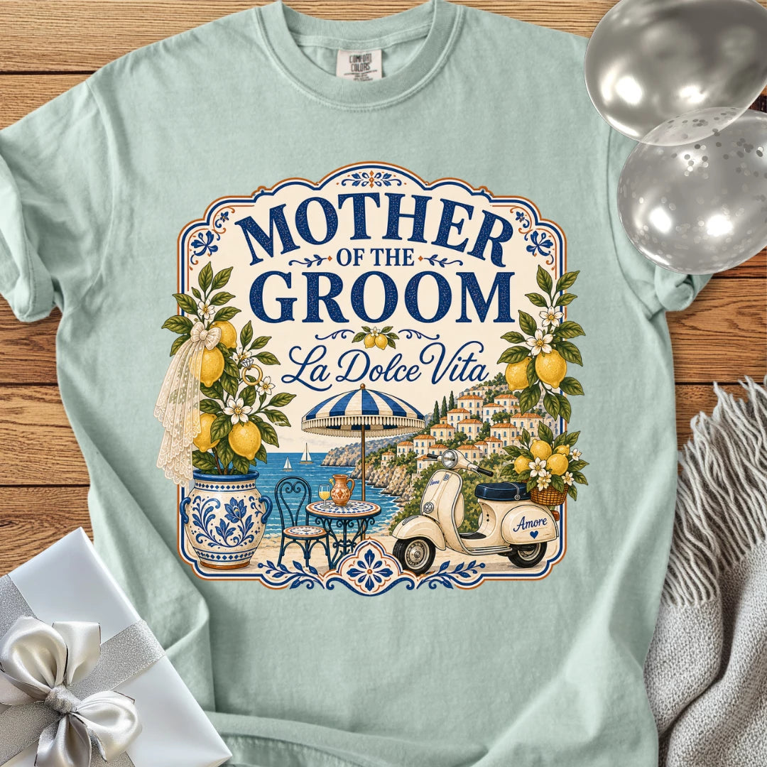 Mother of the Groom, 'La Dolce Vita' - Premium Bridal Party T-Shirt
