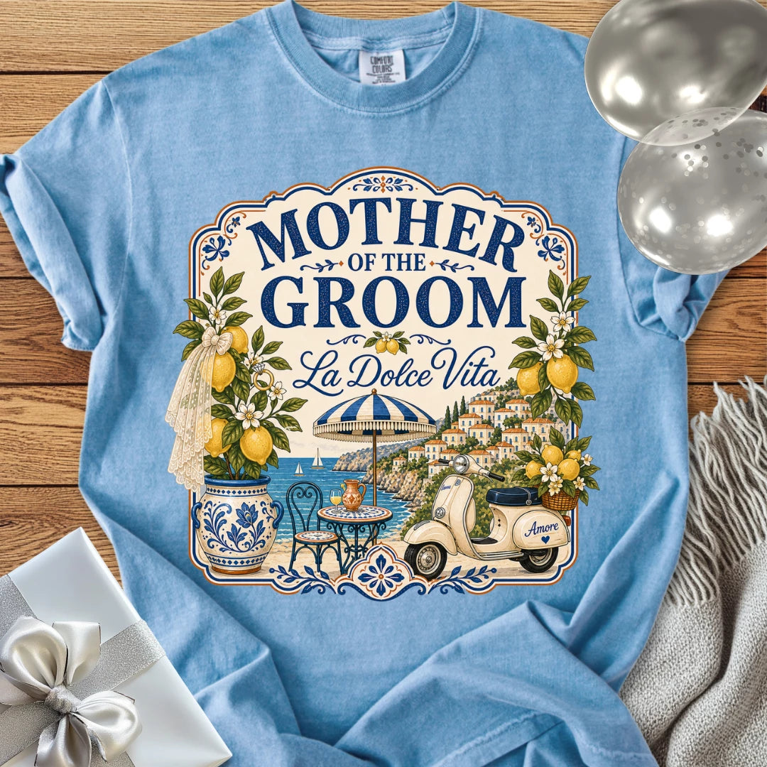 Mother of the Groom, 'La Dolce Vita' - Premium Bridal Party T-Shirt