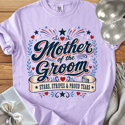 Mother of the Groom, Stars, Stripes & Proud Tears - Premium Wedding T-Shirt
