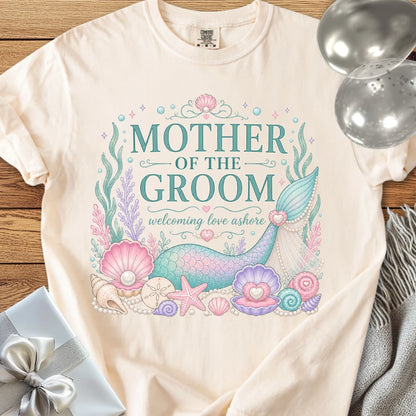 Mother of the Groom, 'Welcoming Love Ashore' - Premium Wedding T-Shirt